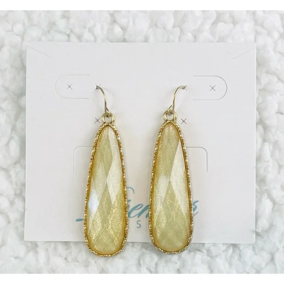 (NWT) PREMIER DESIGNS • Gold/Yellow Shimmery Long Teardrop Earrings - Picture 3 of 12